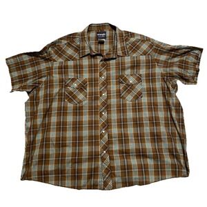 Wrangler Shirt Mens Western Long Sleeve‎ Pearl Snap Size 4X Plaid